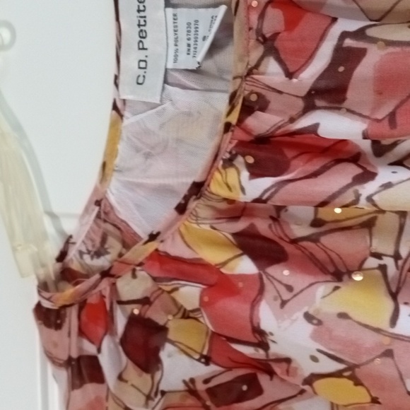 Women's C D Petites Tangerine Print Top Size Small - Picture 5 of 8